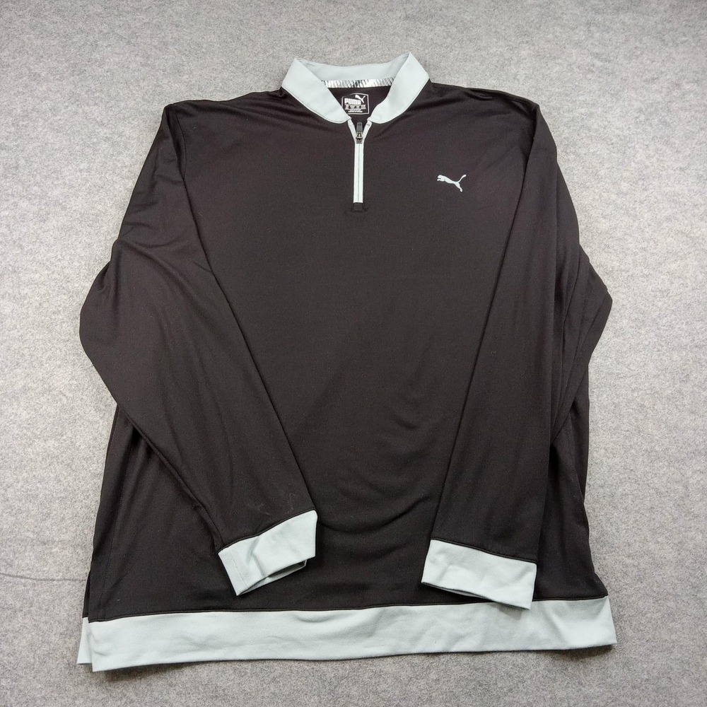 Puma Golf Pullover Mens 2XL Black 1/4 Zip Long‎ Sleeve Stretch Athletic Golf Top